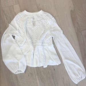 Free People Large Ivory Boho Top